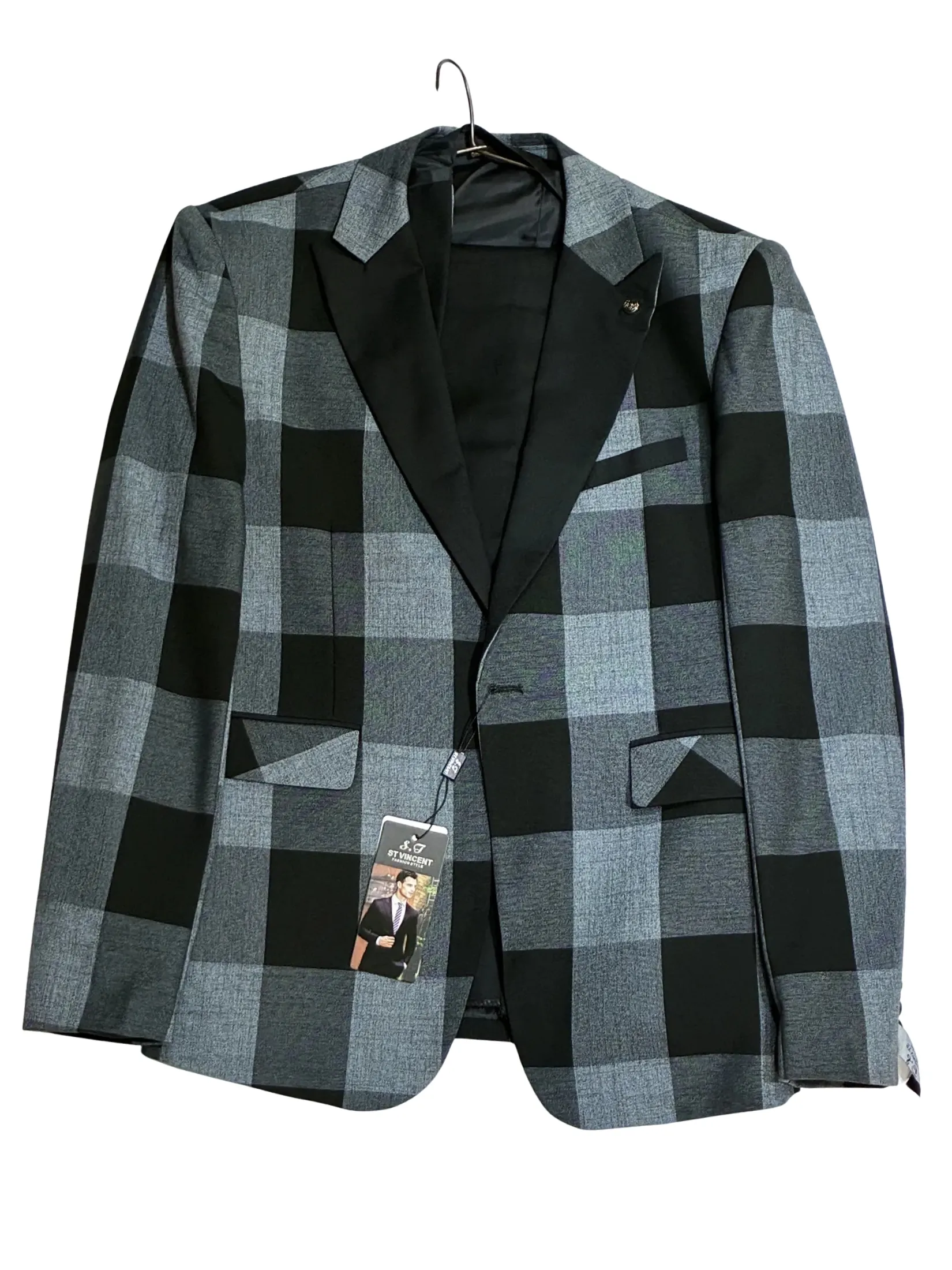 Light Blue & Black Check Two Piece